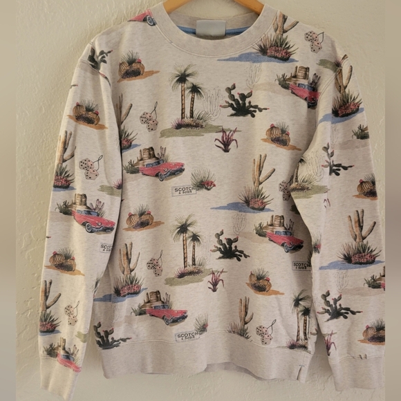 Scotch & Soda Print Allover Crewneck Size Medium